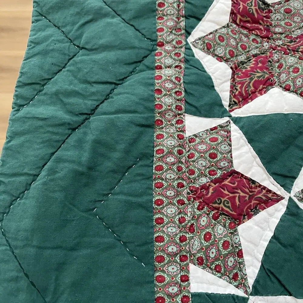 Hand Quilted Star Patchwork Cotton Quilt Bedspread 98